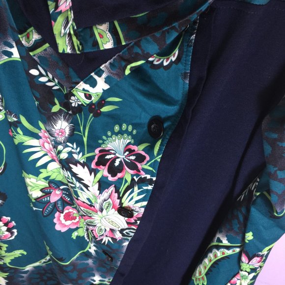 Large Deep Teal/Green Floral Tunic XL - Picture 11 of 16